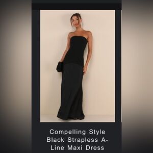 Tags still on - Lulu's Classic Black Strapless Gown
